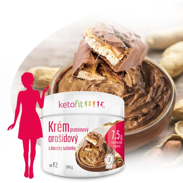 KetoFit Arašídový proteinový krém s kousky sušenky, 500 g