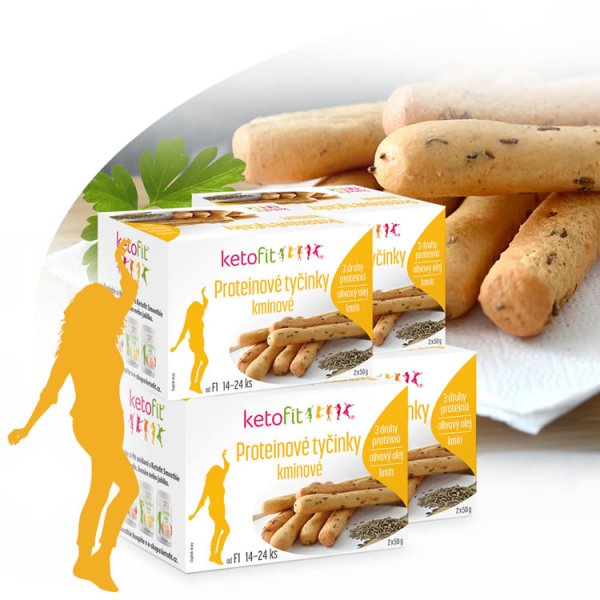 KetoFit Keto slané tyčinky s kmínem 3+1, 400g