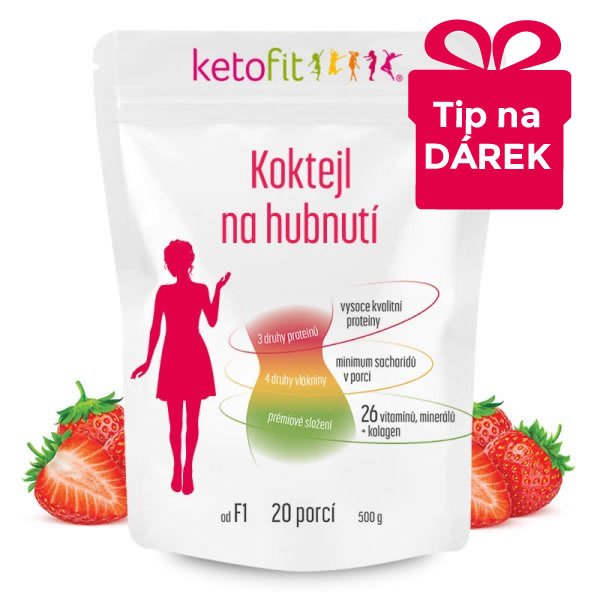 KetoFit Jahodový koktejl 500g - 20 porcí