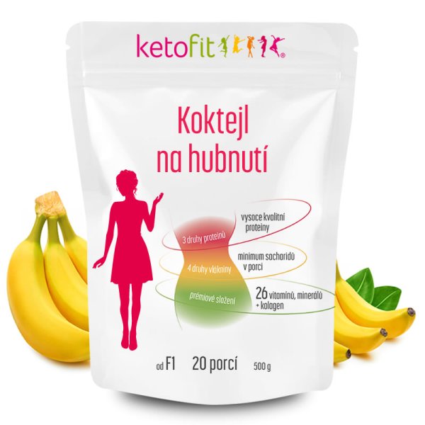 KetoFit Banánový koktejl 500g - 20 porcí