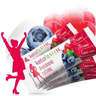 KetoFit Proteinová tyčinka Borůvka a rybíz, 240 g