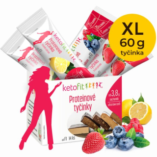 KetoFit Proteinové tyčinky pro rychlé hubnutí, mix 14 tyčinek 820 g