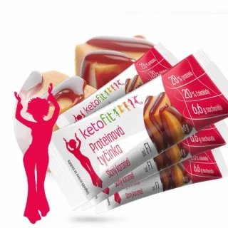 KetoFit Proteinová tyčinka Slaný karamel, 240 g