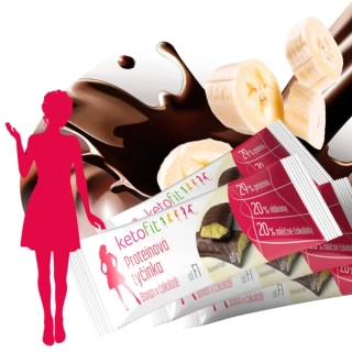 KetoFit Proteinová tyčinka Banán v čokoládě, 240 g 
